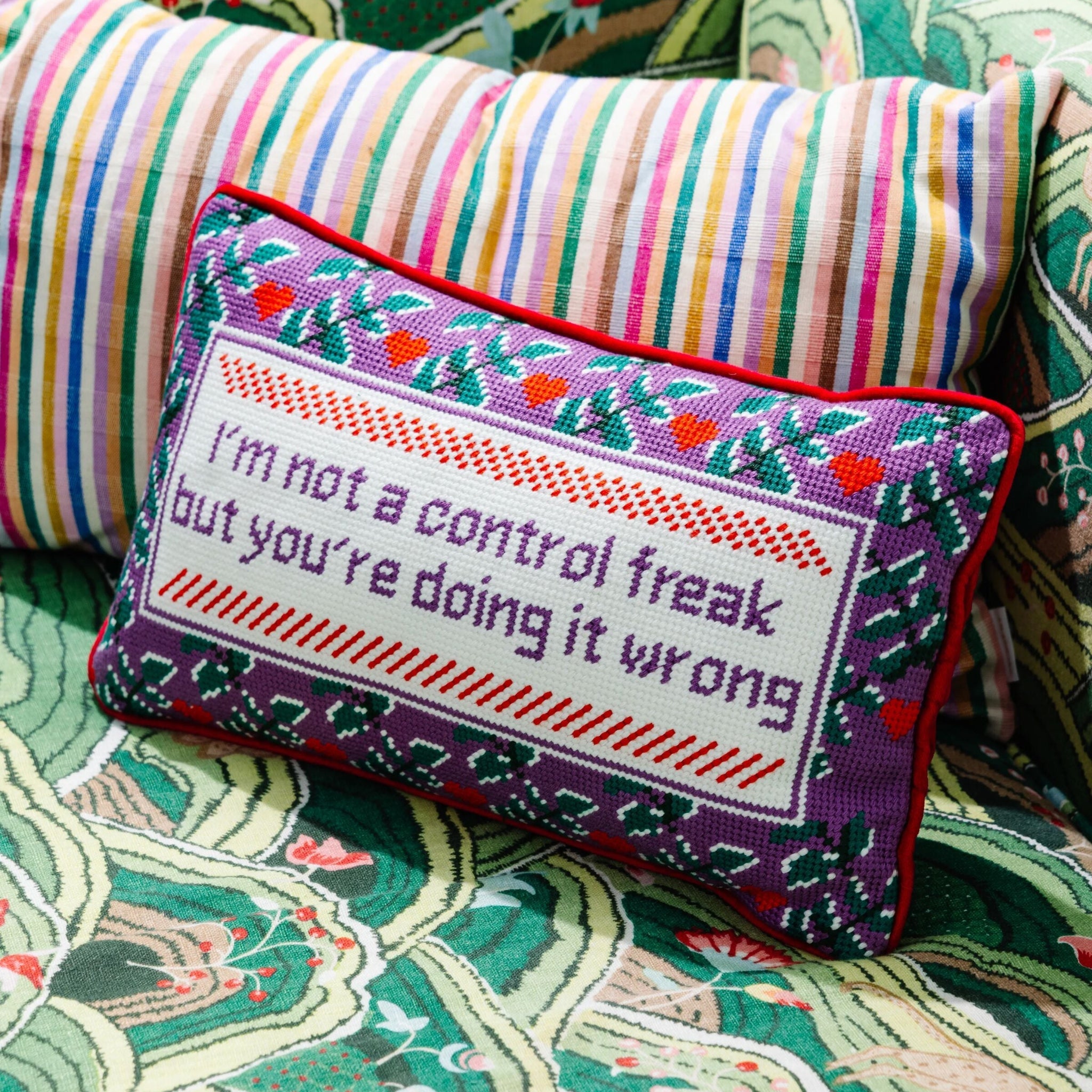 Furbish Studio Control Freak Needlepoint Pillow - Thumbnail 2